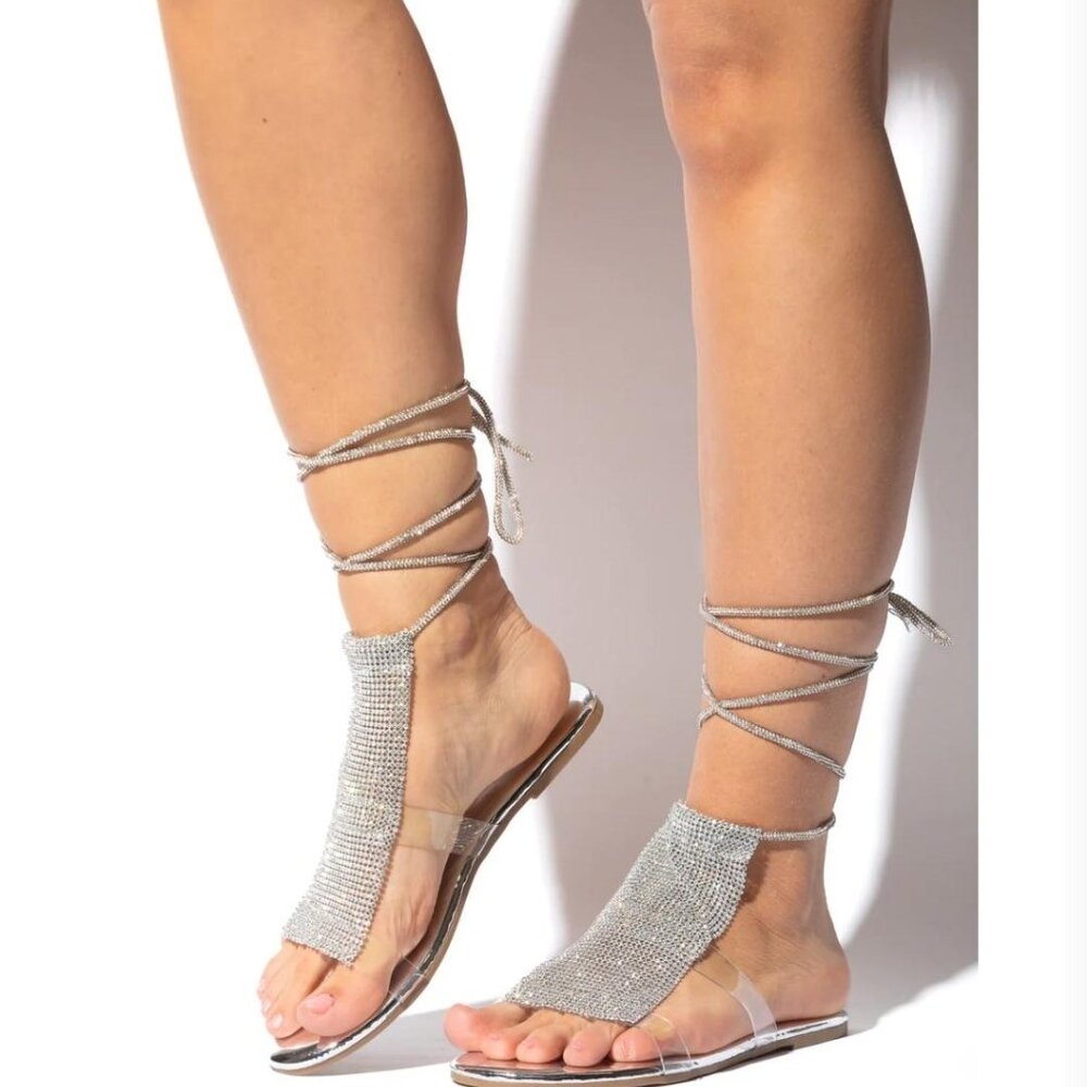 RHINESTONES LACE UP SANDALS - Picture 4 of 4